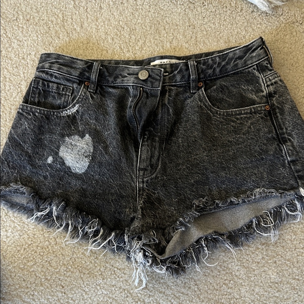 PacSun Black Washed Distressed High-Rise Denim Shorts